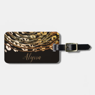 Bronze Orange Cheetah Animal Print Exotic Print Luggage Tag