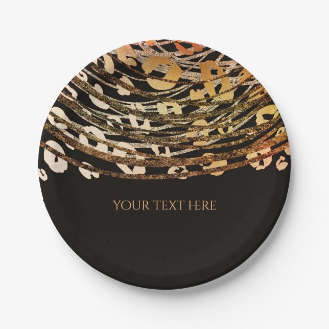 Bronze Orange Cheetah Exotic Print Party Paper Plate (Front)