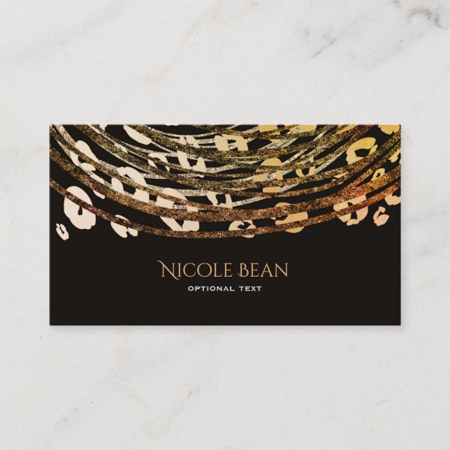Bronze Orange Cheetah Print Glam Exotic Beauty Business Card (Front)
