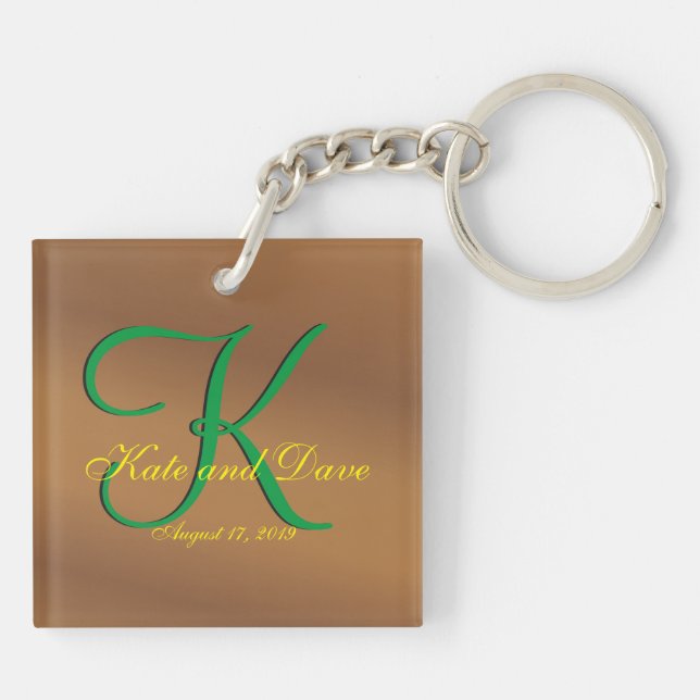 Bronze Pecan 3d Monogram Keychain (Back)