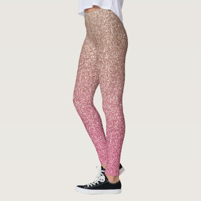 Bronze Pink Faux Glitter Leggings (Left)
