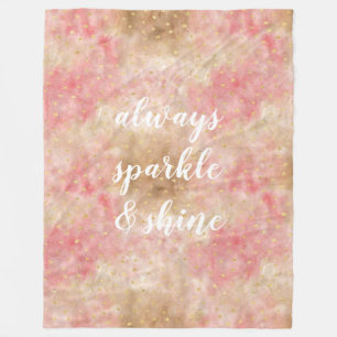 Bronze Pink Gold Watercolor Confetti Fleece Blanket