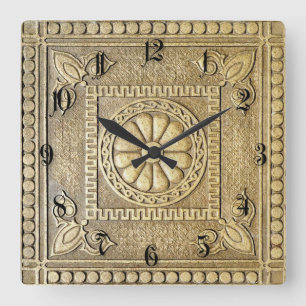 Bronze plate square wall clock