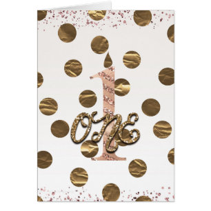 Bronze Pois Rose Or ONE 1 1er anniversaire