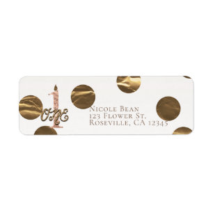 Bronze Polka Dots Rose Gold ONE 1 1st Birthday