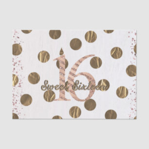 Bronze Polka Dots Rose Gold Sweet 16 Birthday Tissue Paper