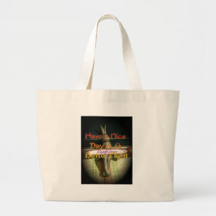 Bronze Rabbit Sculpture with Inspirational Quotes  Large Tote Bag