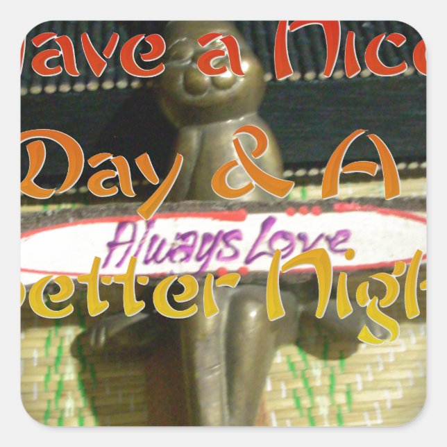 Bronze Rabbit Sculpture with Inspirational Quotes  Square Sticker (Front)