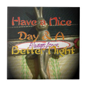 Bronze Rabbit Sculpture with Inspirational Quotes  Tile
