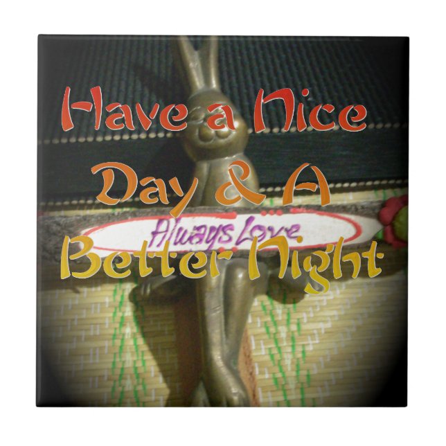 Bronze Rabbit Sculpture with Inspirational Quotes  Tile (Front)