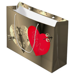  Bronze Rose Red Heart Valentine's Day Large Gift Bag