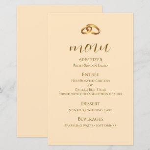 Bronze Script Wedding Menu Card