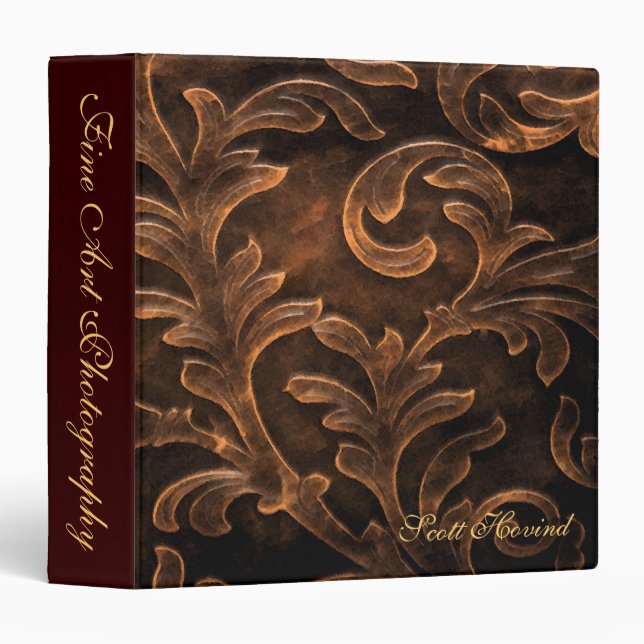 Bronze Scroll Leaf Artist Portfolio Album Binder (Front/Spine)