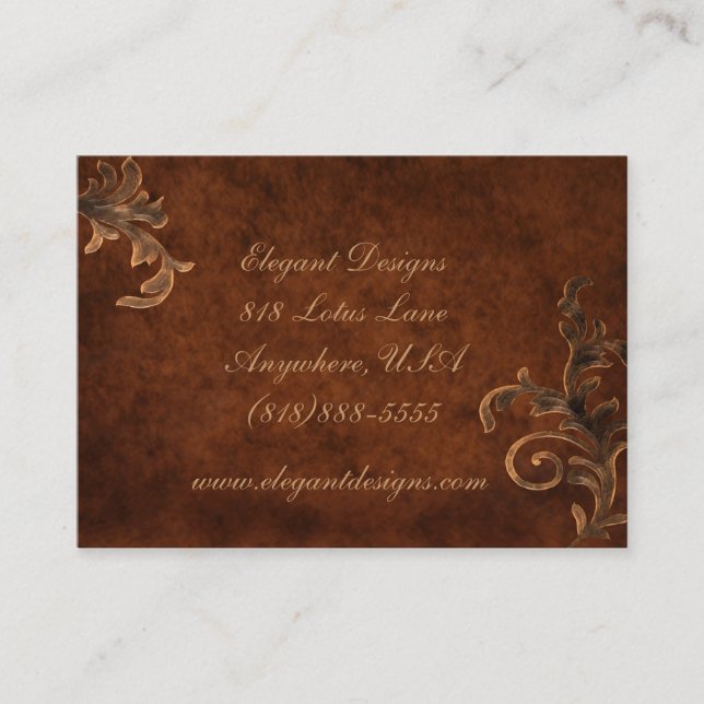 Bronze Scroll Leaf Elegant Business Card (Front)