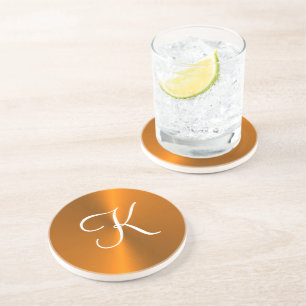 Bronze shiny faux metal monogram coaster
