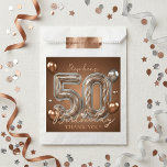 Bronze Silver Metallic 50th Birthday Thank You Favour Bag<br><div class="desc">Celebrate a milestone fiftieth birthday in style with these elegant bronze and silver party thank you bags. The modern design features stunning 3D metallic foil balloon typography for the number "50", surrounded by matching silver and copper metallic balloons against a rich brown background. Perfect for a men's or women's milestone...</div>