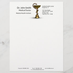 Bronze Snake Bowl Medical Hygieia White Caduceus Letterhead