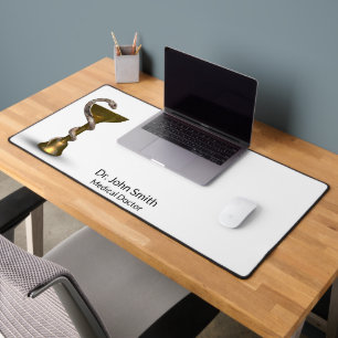 Bronze Snake Medical Bowl Hygieia White Caduceus Desk Mat