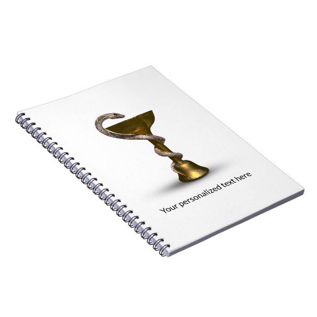 Bronze Snake Medical Bowl Hygieia White Caduceus Notebook (Right Side)