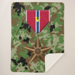 BRONZE STAR w/V for VALOR Sherpa Blanket