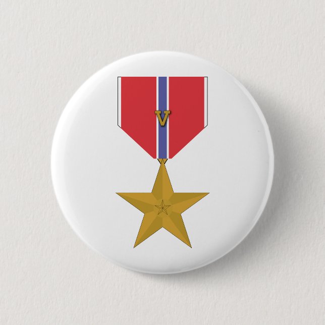 Bronze Star With V 2 Inch Round Button (Front)