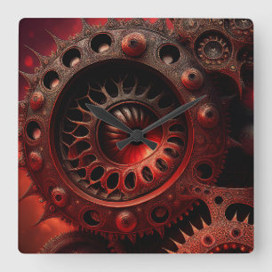 Bronze Steampunk Mandelbrot Fractal Square Wall Clock