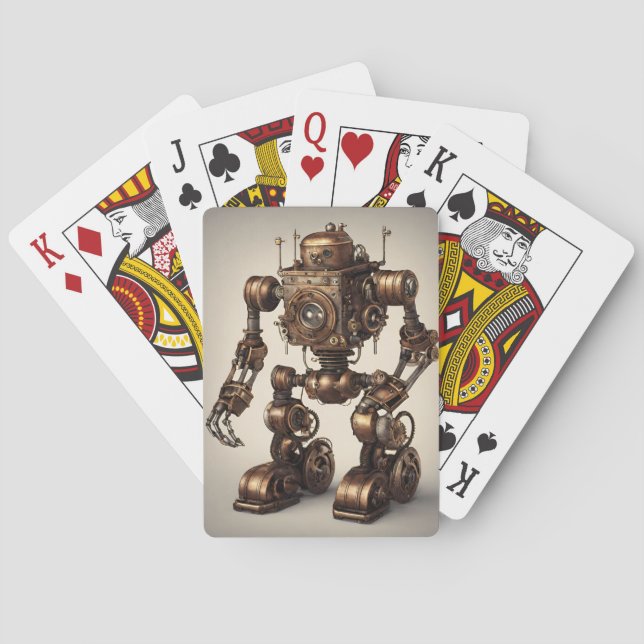 Bronze Steampunk Robot Sculpture Playing Cards (Back)