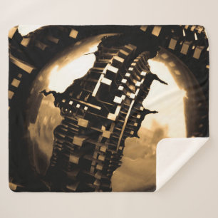 Bronze Steampunk Sculpture  Sherpa Blanket