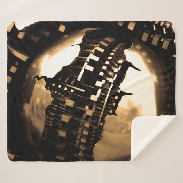 Bronze Steampunk Sculpture  Sherpa Blanket (Front (Horizontal))