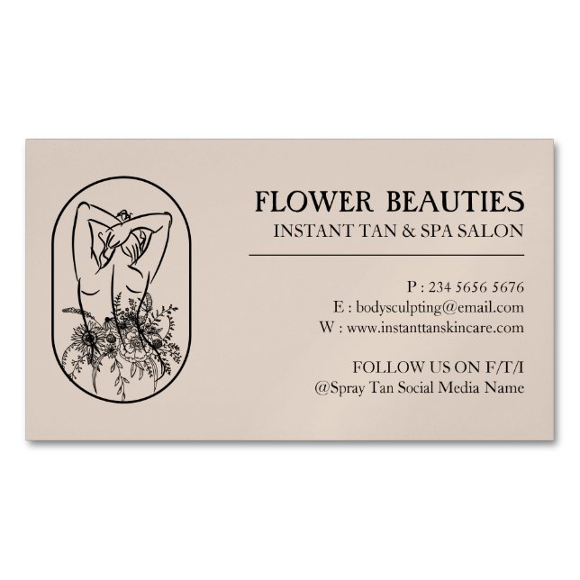 Bronze Tan Beauty Feminine Woman Body Magnetic Business Card (Front)