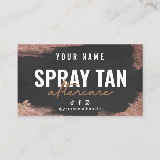 Bronze Tanning Instruction Spray Aftercare Card (Front)