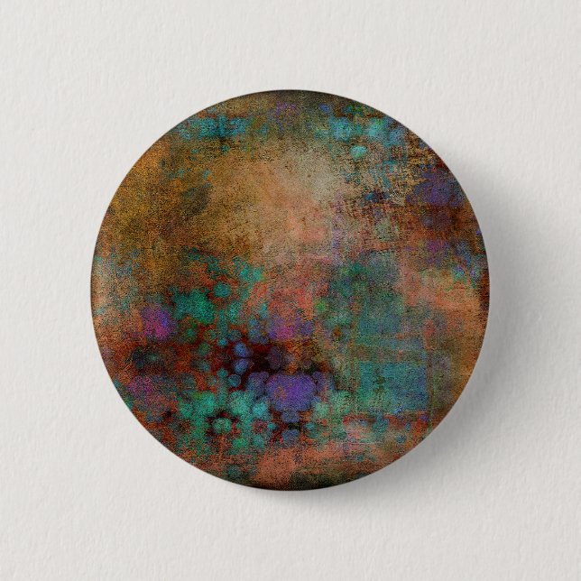 Bronze, Teal, Purple Abstract 2 Inch Round Button (Front)