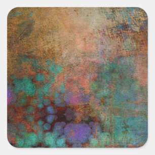 Bronze, Teal, Purple Abstract Square Sticker