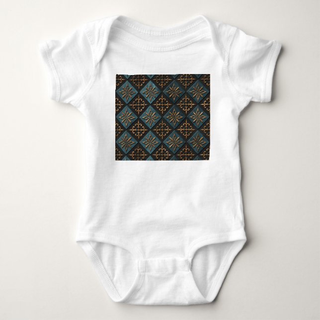 Bronze texture with carving pattern. baby bodysuit (Front)