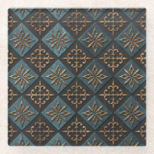 Bronze texture with carving pattern. glass coaster