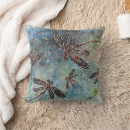 Bronze Tipped Dragonflies Magic Sky Throw Pillow