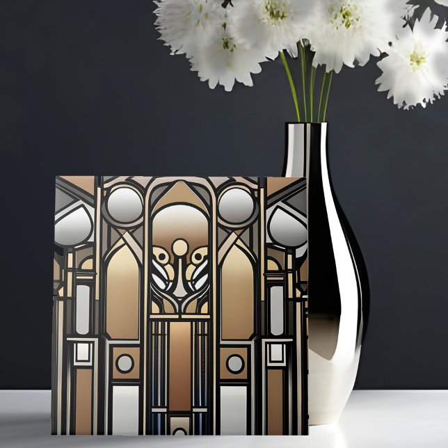 Bronze tone and Silver Tone Art Nouveau Tile (Creator Uploaded)