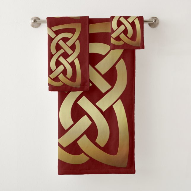 Bronze Tone Celtic Knot Bath Towel Set (Insitu)