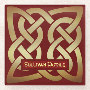 Bronze Tone Celtic Knot Glass Coaster