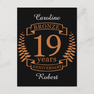 Bronze traditional wedding anniversary 19 years postcard