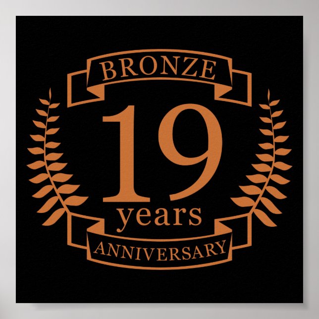 Bronze traditional wedding anniversary 19 years poster (Front)