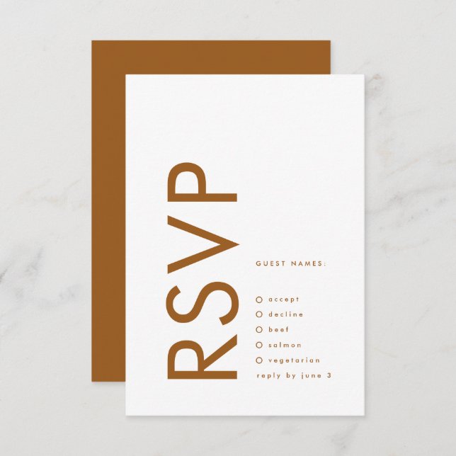 Bronze Ultra Modern Monogram Desert Terracotta RSVP Card (Front/Back)