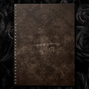 Bronze Velvet Damask Golden Brown Floral Grunge Notebook