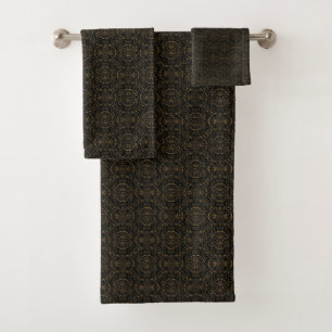 Bronze Vintage Pinwheel Damask Bath Towel Set
