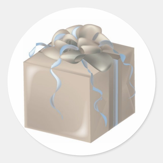 Bronze Wedding Present with Bow Classic Round Sticker (Front)