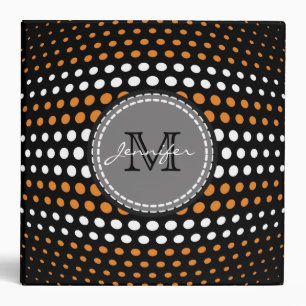 Bronze & White Polka Dots Pattern Monogram Binder