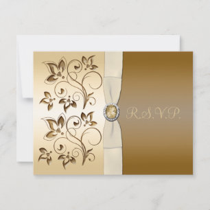 Bronze with Ivory Ribbon RSVP Card
