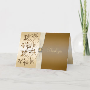 Bronze with Ivory Ribbon Thank You Card