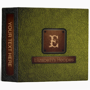 Bronze Yellow Leather Elegant Monogram Binder