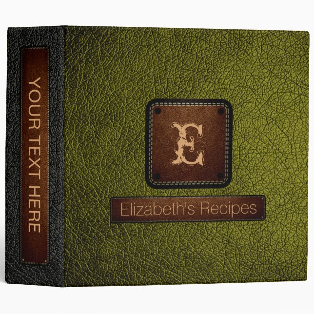 Bronze Yellow Leather Elegant Monogram Binder (Front/Spine)